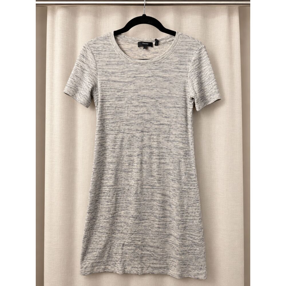 Theory gray-white marled shift dress S